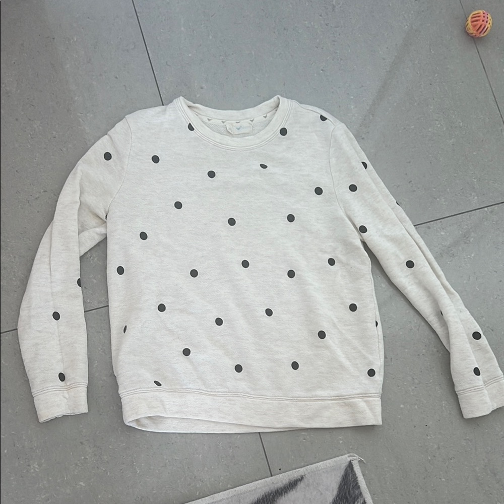 Black White Polka Dot Sweater Small | Classic Crewneck Lightweight Casual